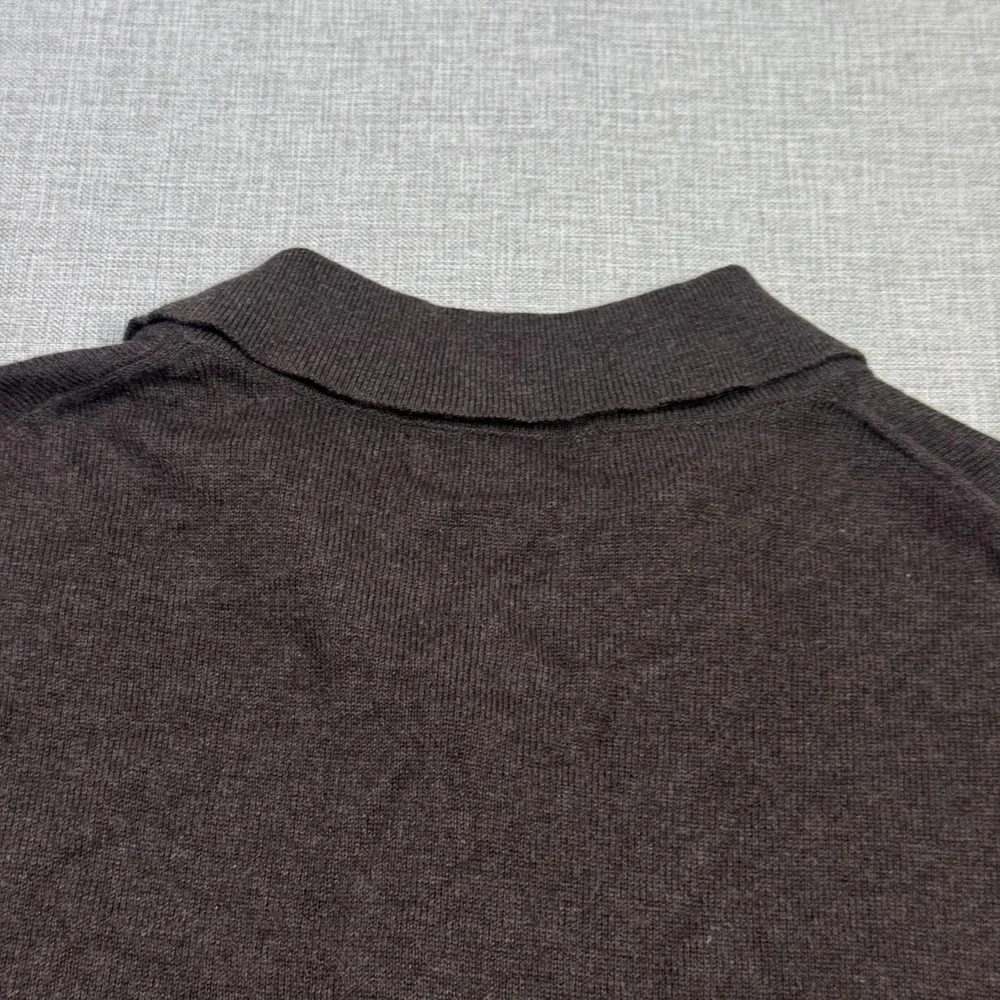 Orvis Pullover Sweater Mens M Brown Cotton Silk Cashmere Lightweight Collared